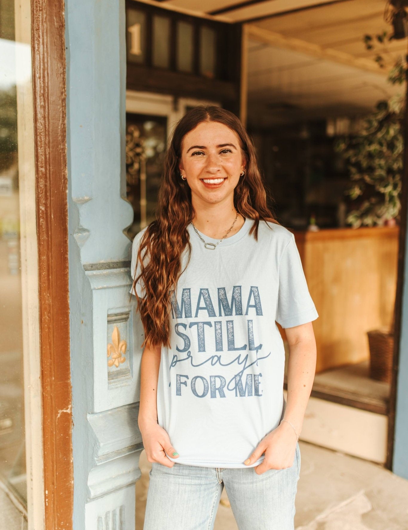 Mama Still Prays For Me Graphic TeeBaby BlueS
