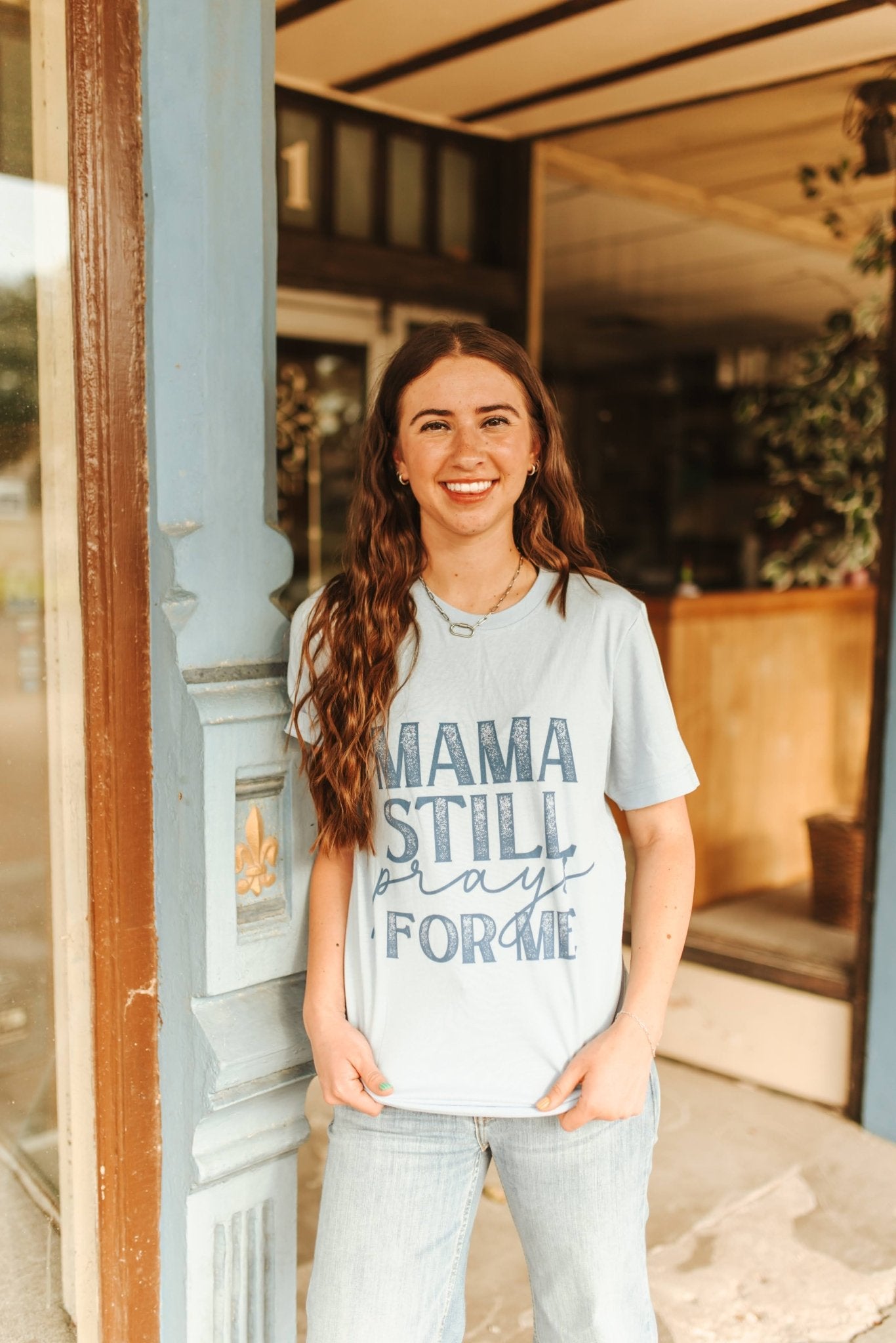 Mama Still Prays For Me Graphic TeeBaby BlueS
