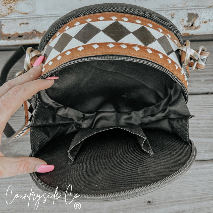 Marfa Leather Checkered Canteen Purse