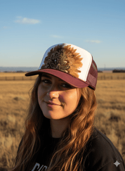 Maroon Feather Trucker Hat