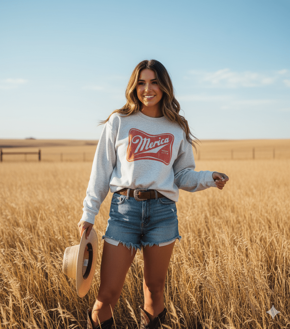 Merica Red Logo Graphic SweatshirtAshS