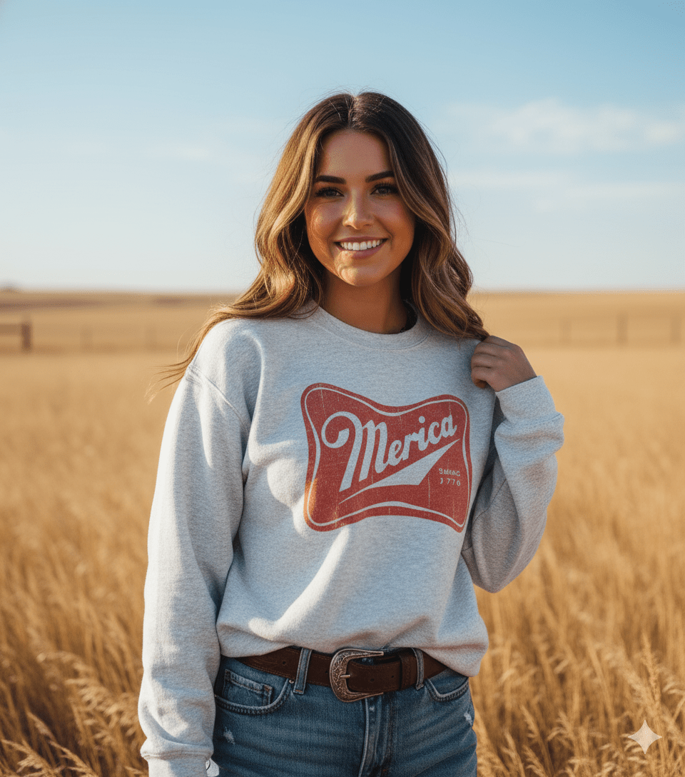 Merica Red Logo Graphic SweatshirtAshS