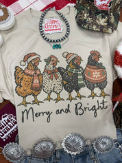 Merry And Bright Christmas Chickens Graphic TeeCementS