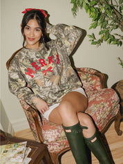 Merry Bow Christmas Tree Camo Graphic Sweatshirt - PREORDERS