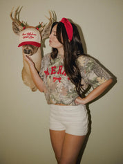 Merry Bow Christmas Tree Camo Graphic Tee - PREORDERS