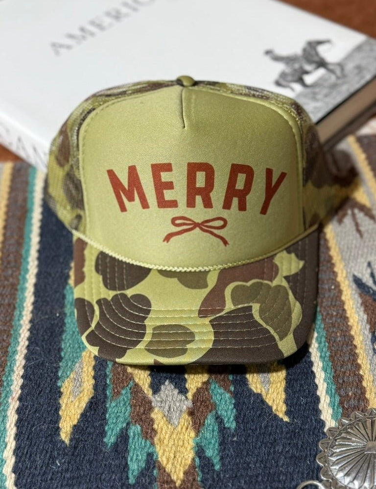 Merry Christmas Bow Camo Trucker HatLight Camo
