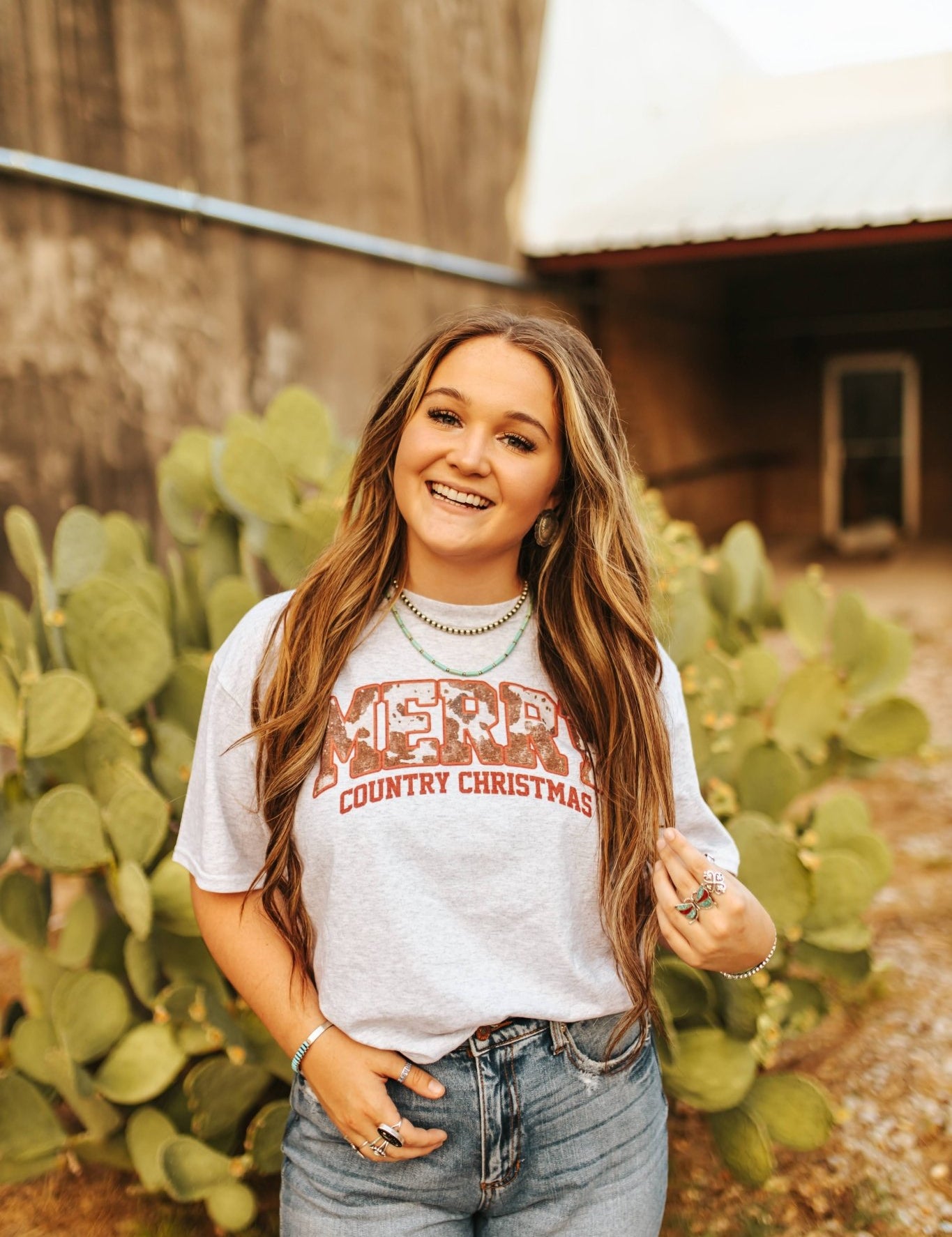 Merry Country Christmas Graphic TeeGreyS