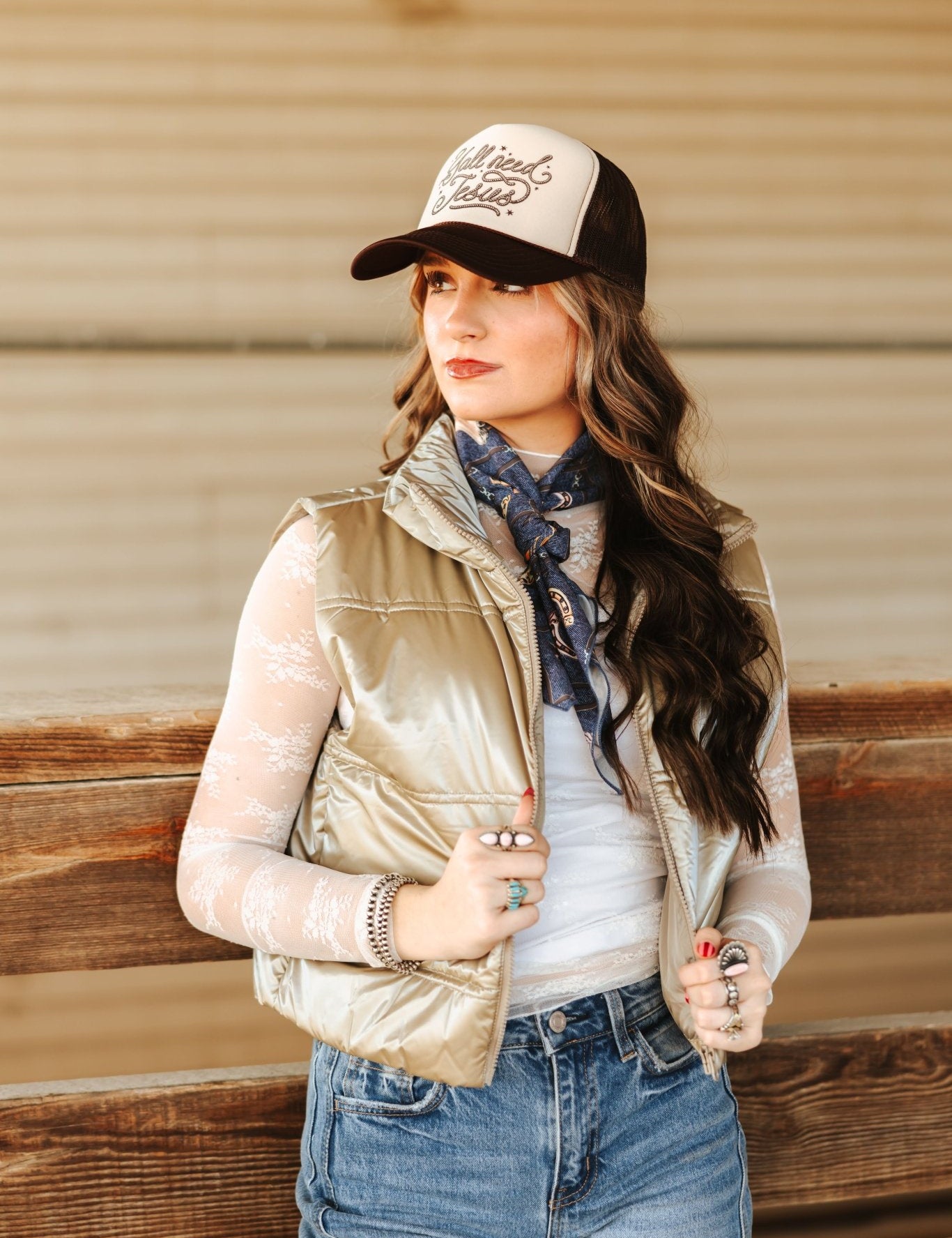 Metallic Puffer VestS