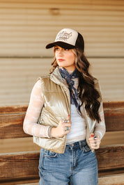 Metallic Puffer VestS