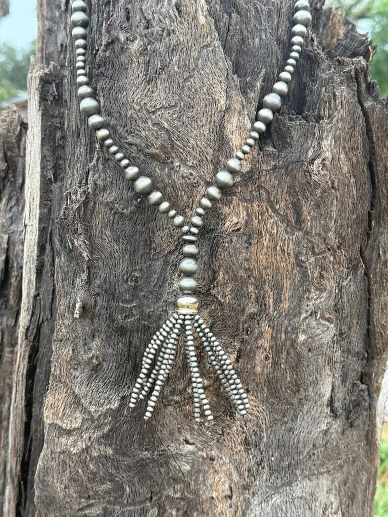 Midnight Ridge Tassel Beaded Necklace