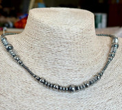 Midnight Starlight Hematite Pearl Necklace
