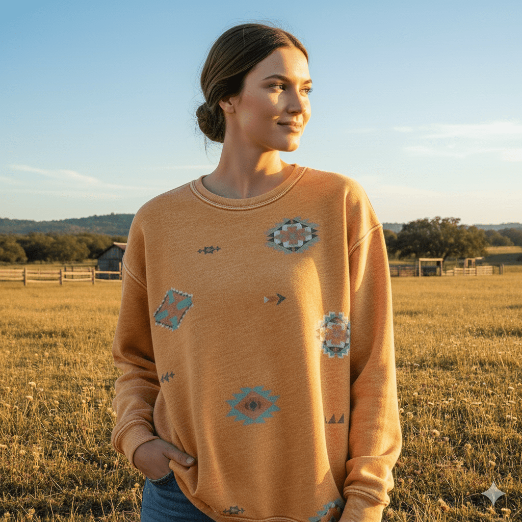 Mineral Mustard Aztec Graphic SweatshirtS