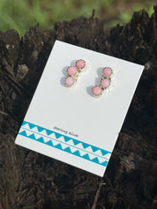 Mini Pink Conch Trilogy Stud Earrings