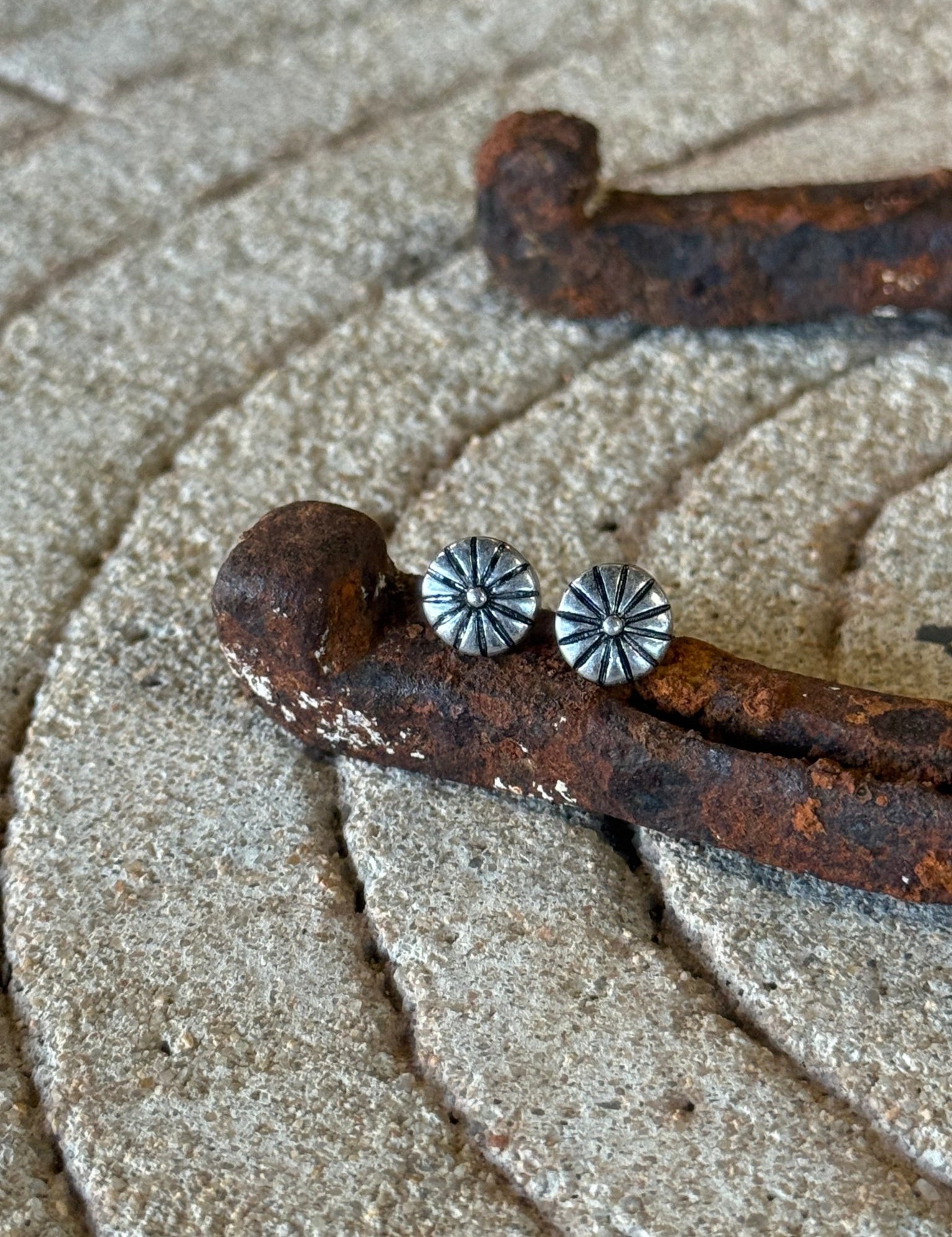 Mini Simple Concho Stud Earrings