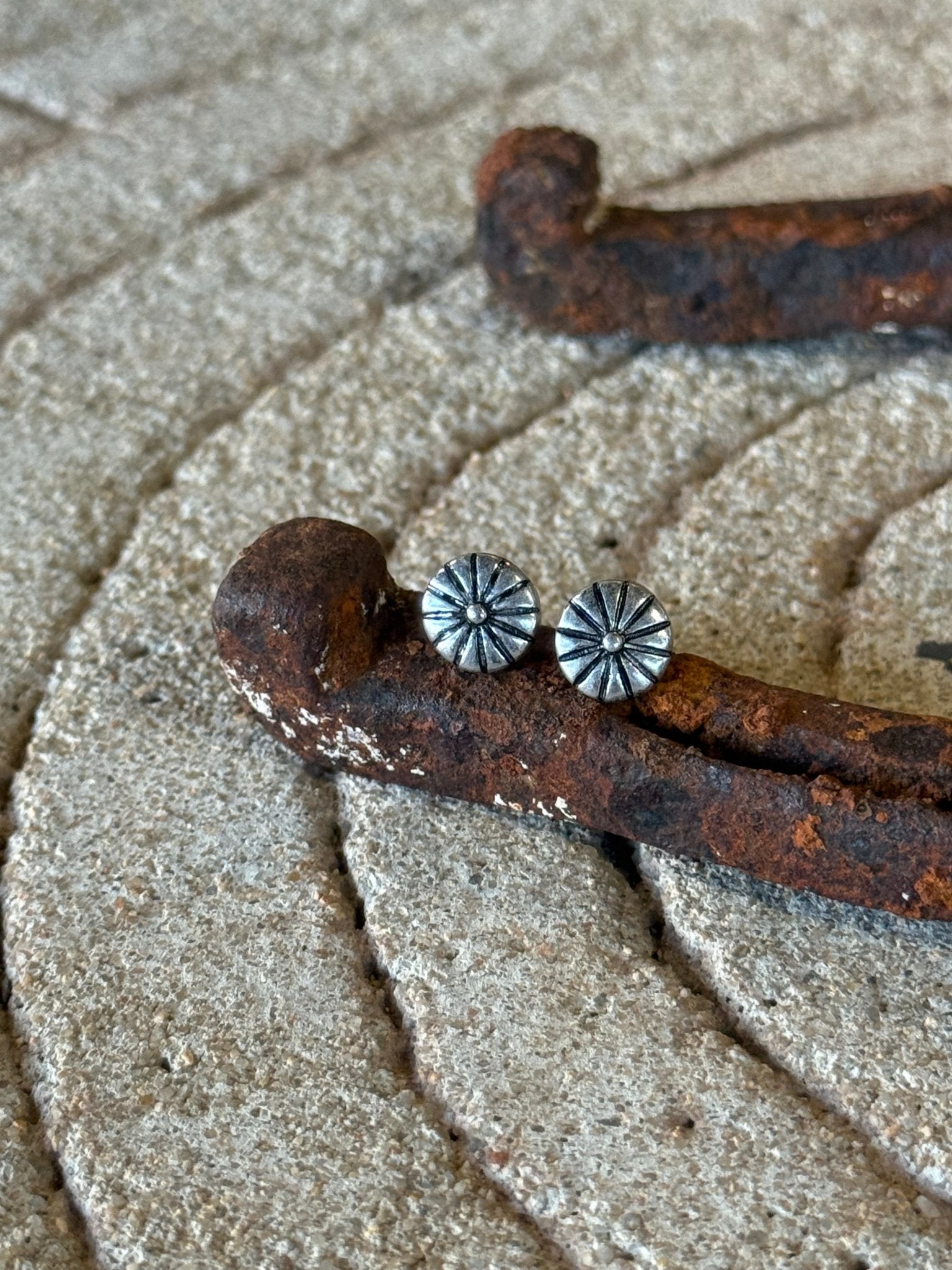 Mini Simple Concho Stud Earrings