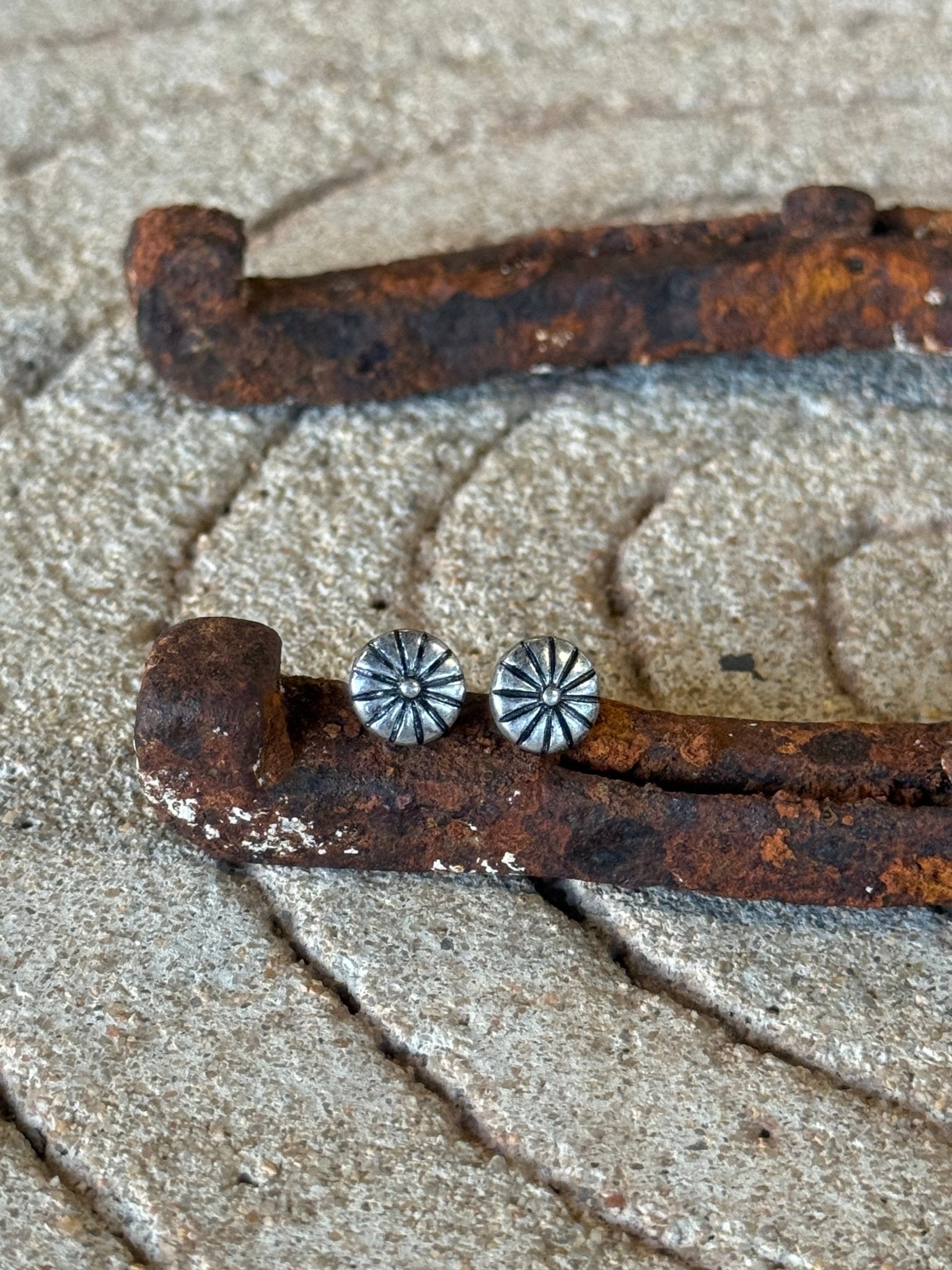 Mini Simple Concho Stud Earrings