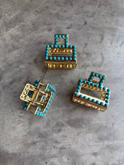 Mini Square Turquoise Claw Hair ClipSilver
