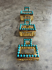 Mini Square Turquoise Claw Hair ClipSilver