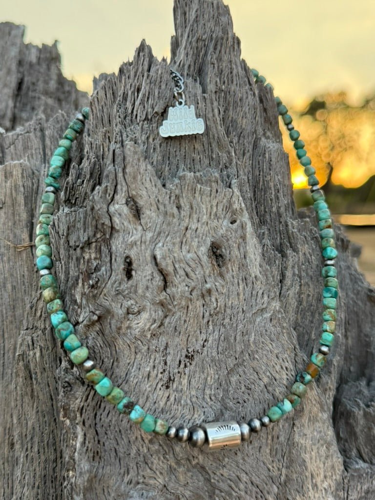 Mini Turquoise Block Beaded Choker