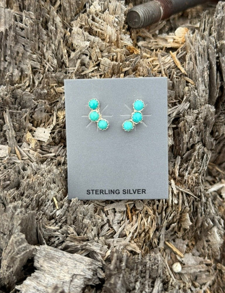 Mini Turquoise Trilogy Stud Earrings