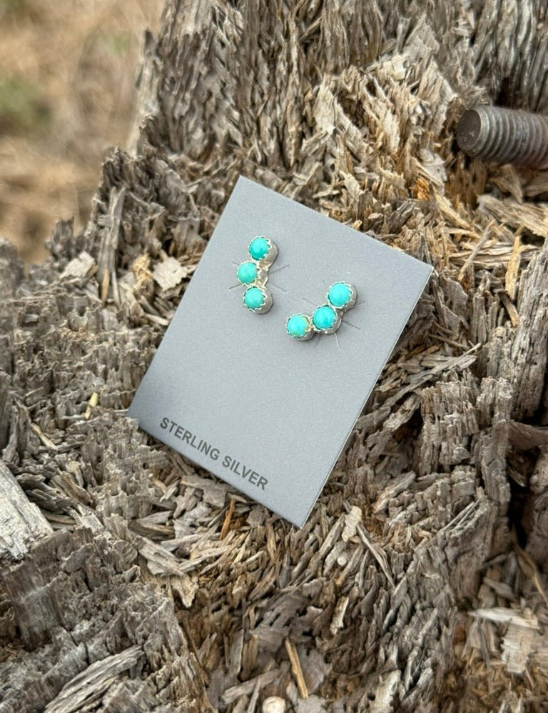 Mini Turquoise Trilogy Stud Earrings