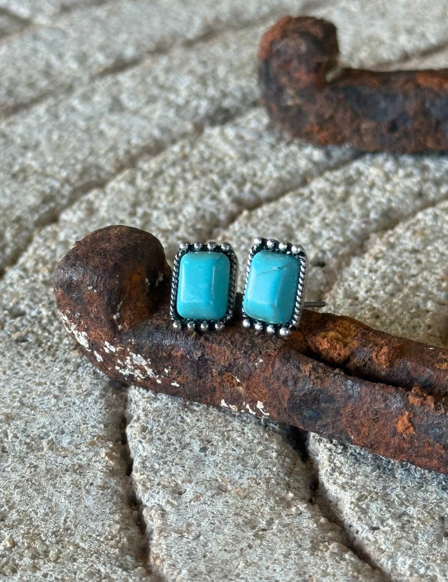 Mini Vintage Turquoise Stud Earrings