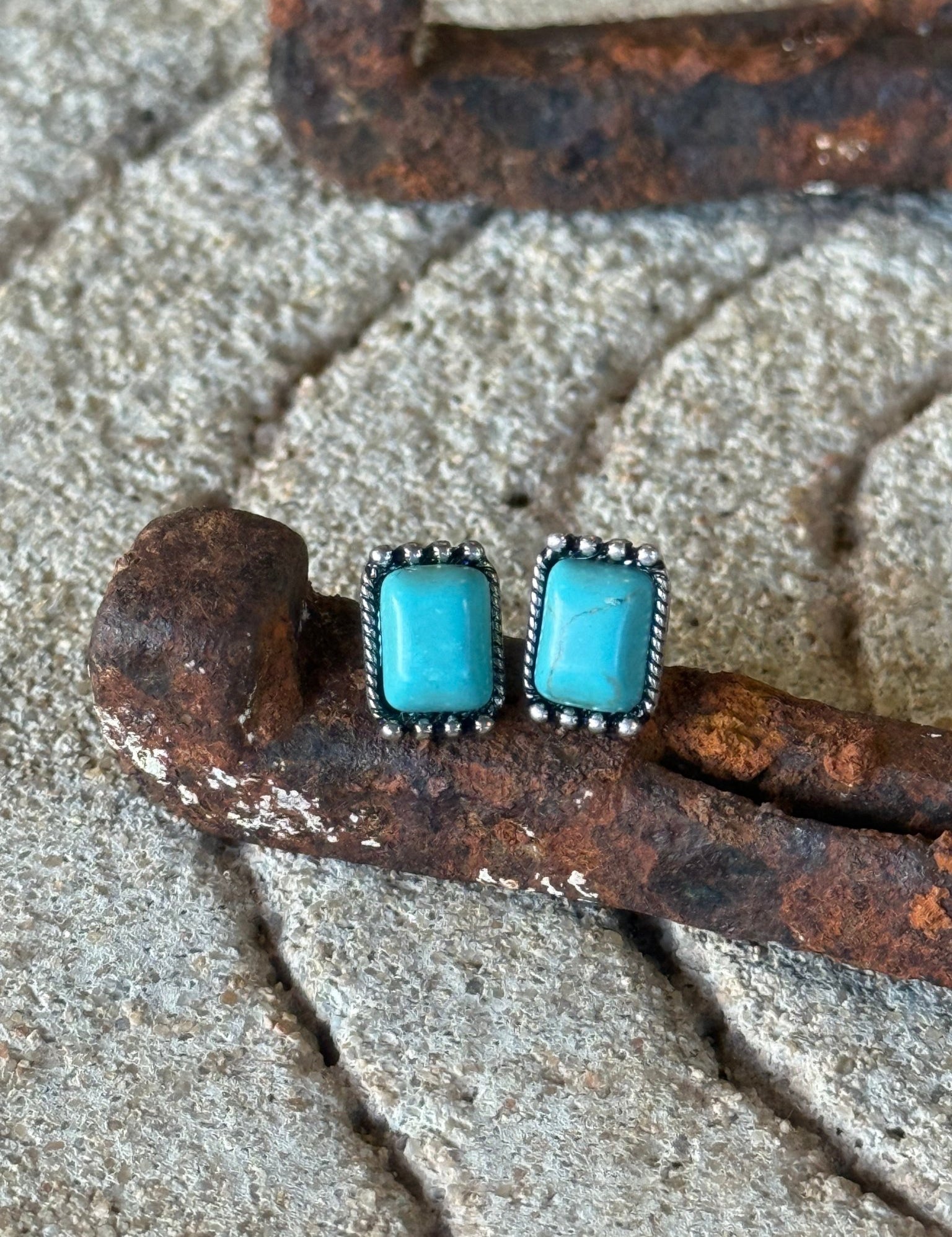 Mini Vintage Turquoise Stud Earrings