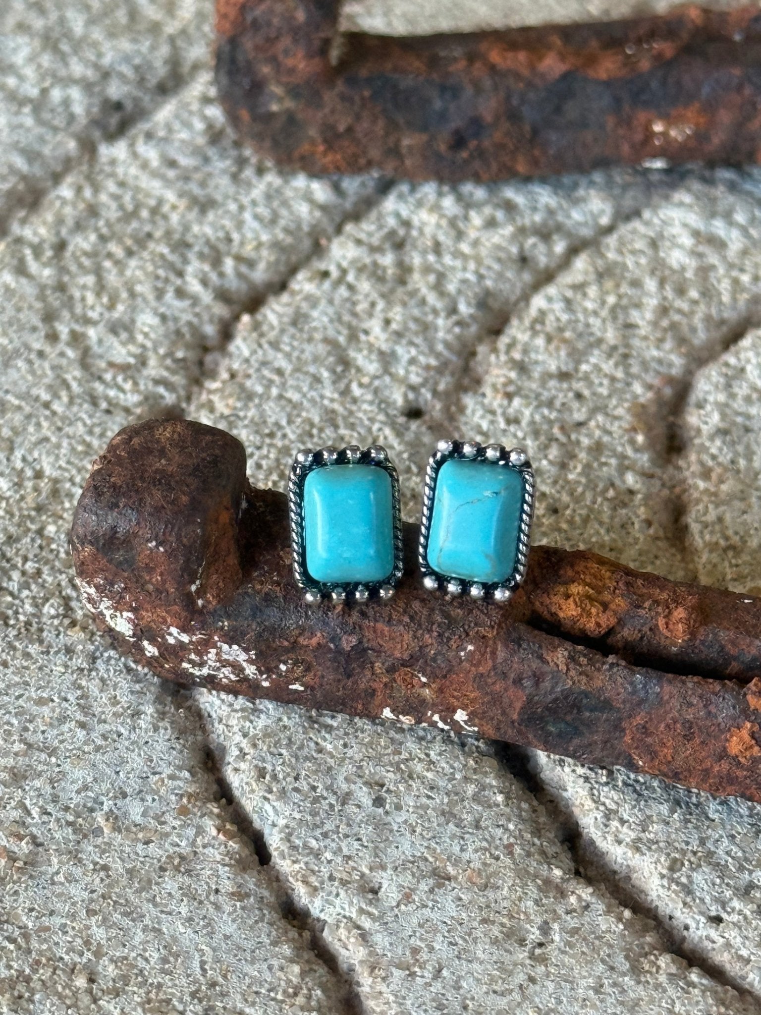 Mini Vintage Turquoise Stud Earrings