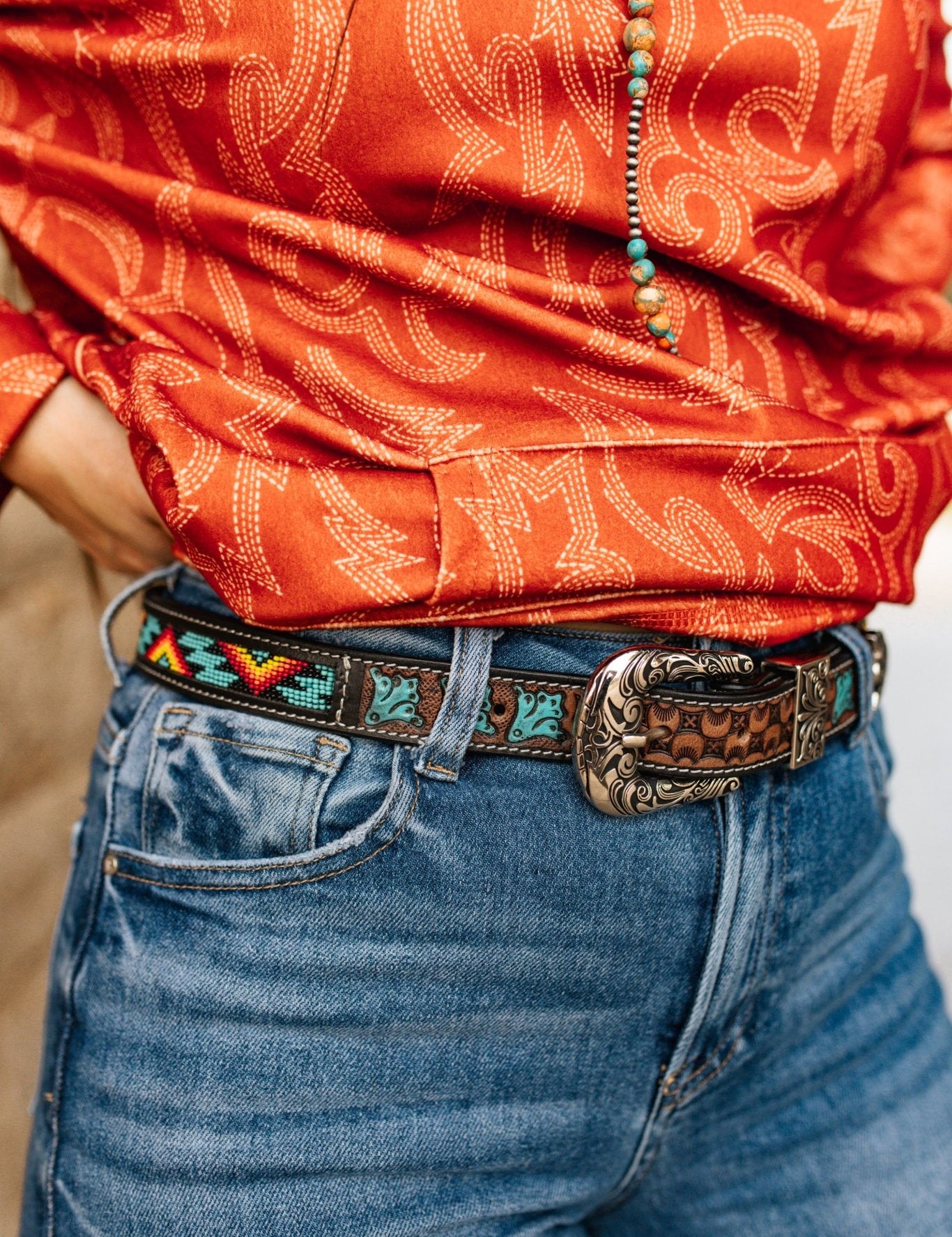 Multicolor Aztec Leather BeltS