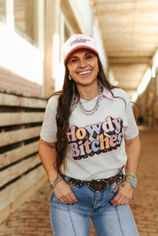 Multicolor Howdy Bitches Graphic TeeS