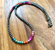 Multicolor Jasper Hematite Beaded Necklace