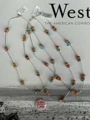Multicolor Spiny Oyster And Turquoise Silver Necklace