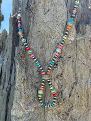 Multicolored Roundel Squash Beaded Necklace