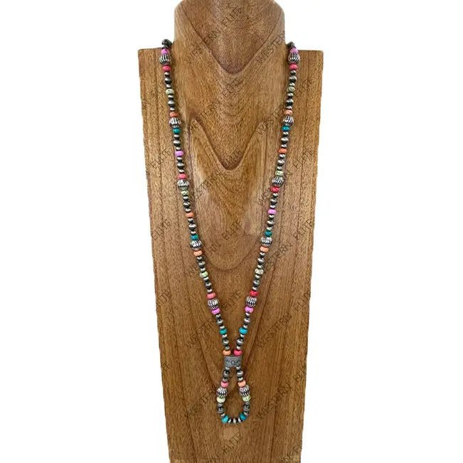 Multicolored Roundel Squash Beaded Necklace