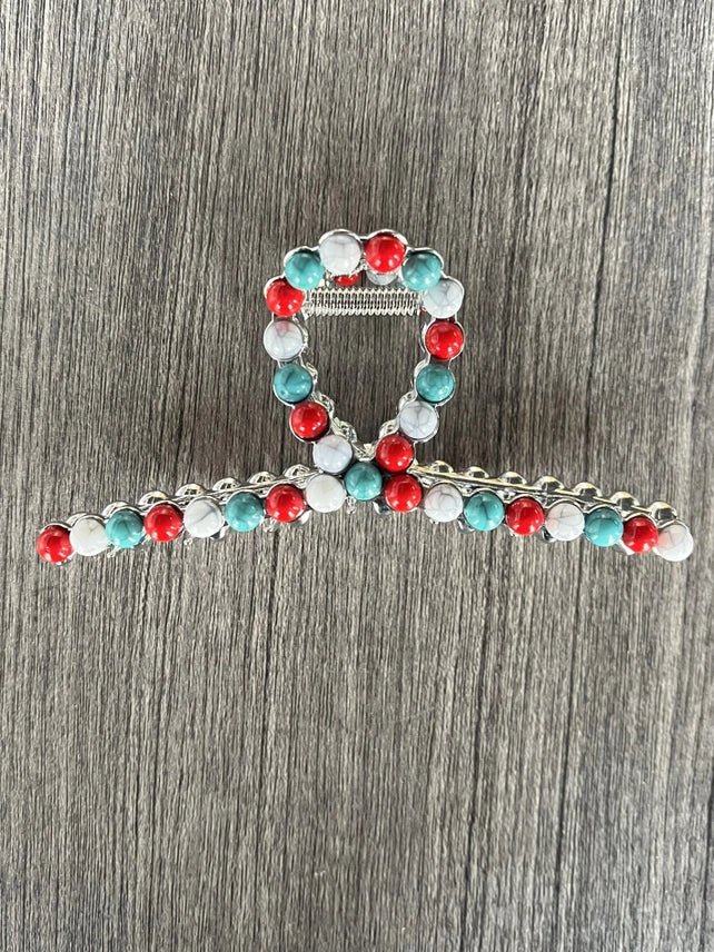 Multicolored Studded Claw Clip