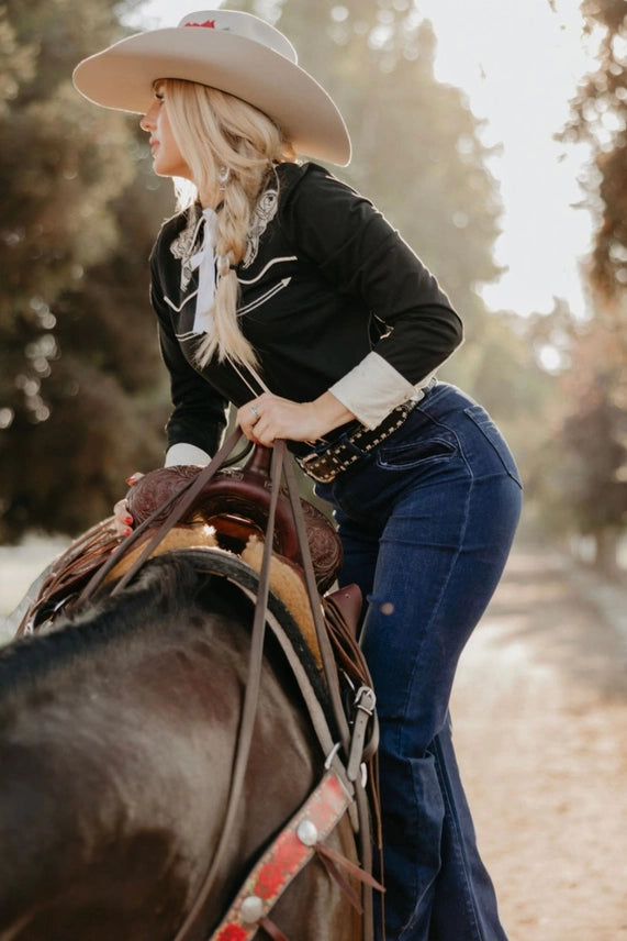 Rodeo Quincy Cowgirl Spirit High Rise Flare Jeans