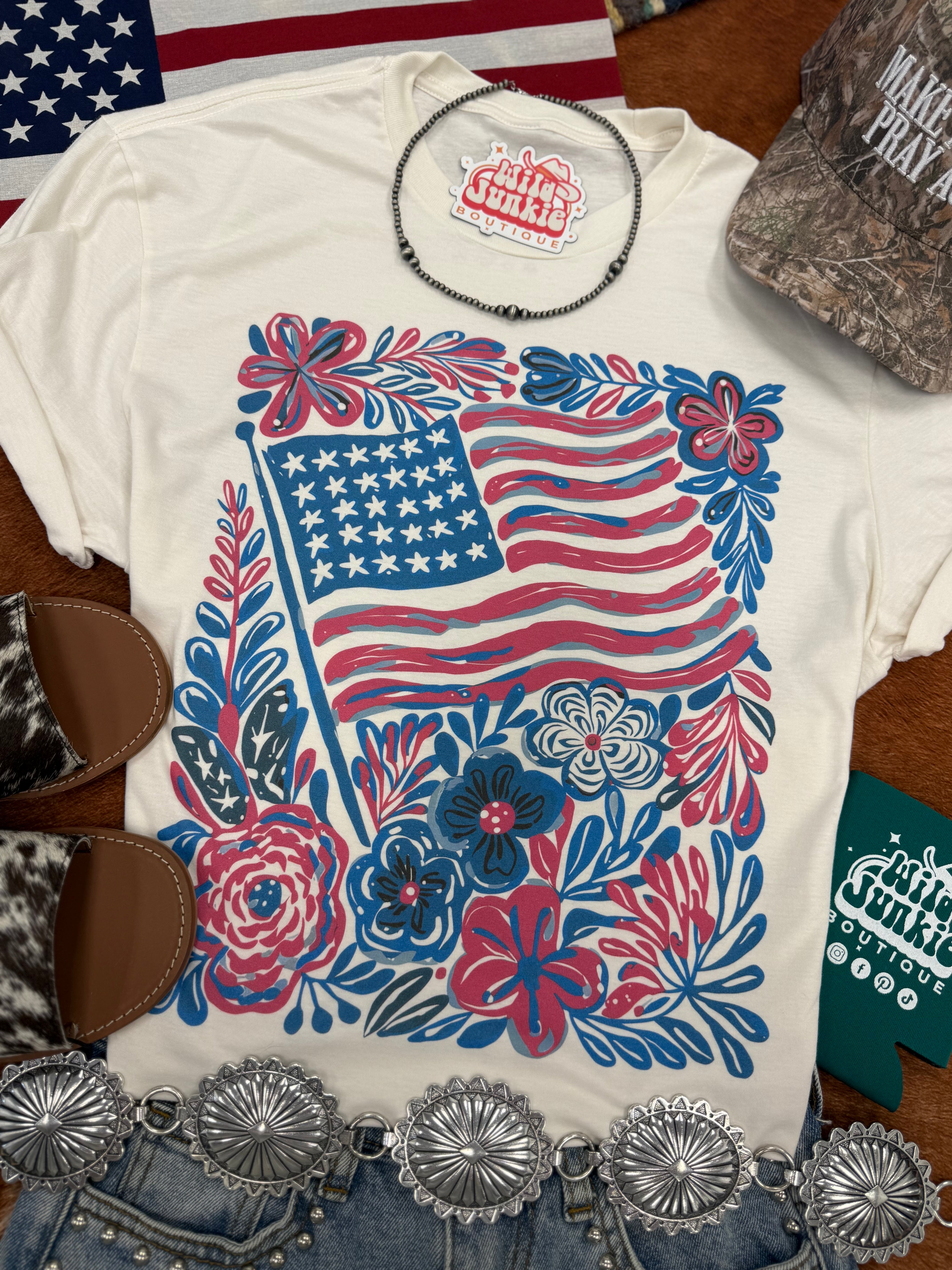 American Freedom Flowers Graphic Tee