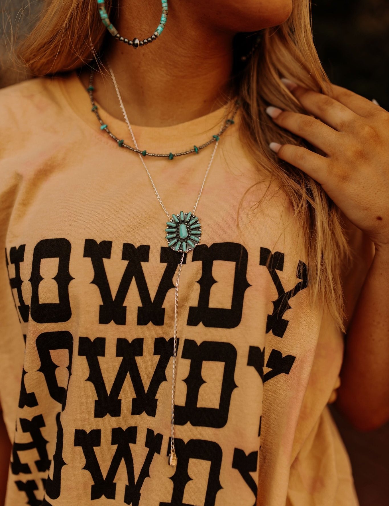 Navajo Pearls and Stacked Turquoise Hoop EarringsTurquoiseOS