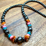 Turquoise Sunset Heishi Beaded Necklace