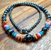 Turquoise Sunset Heishi Beaded Necklace