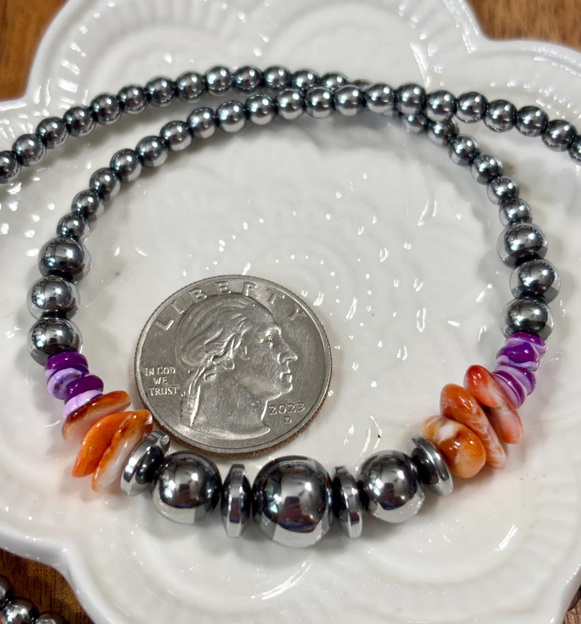 Desert Dusk Spiny Oyster Beaded Necklace