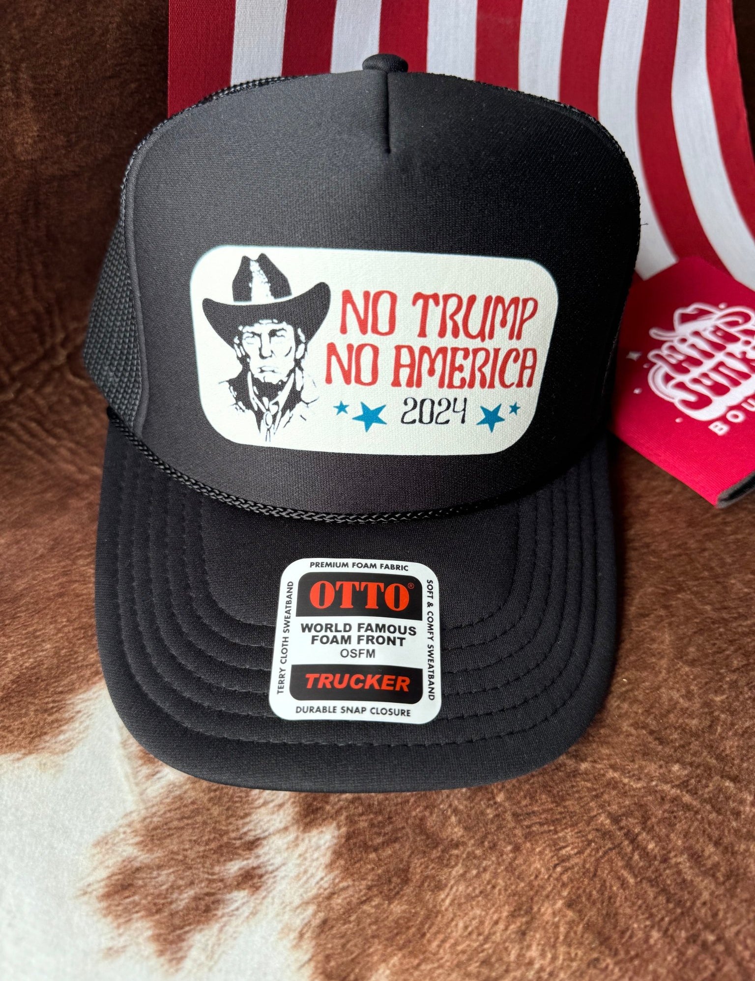No Trump No America Trucker HatBlackOS