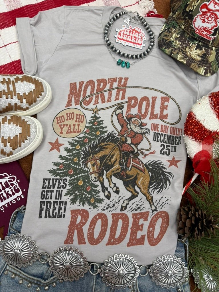 North Pole Christmas Rodeo Graphic TeeCool GreyS