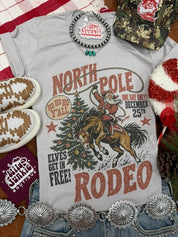 North Pole Christmas Rodeo Graphic TeeCool GreyS