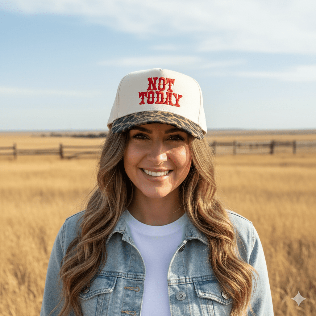 Not Today Leopard Embroidered Trucker Hat