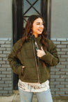 Olive Corduroy Puffer JacketS