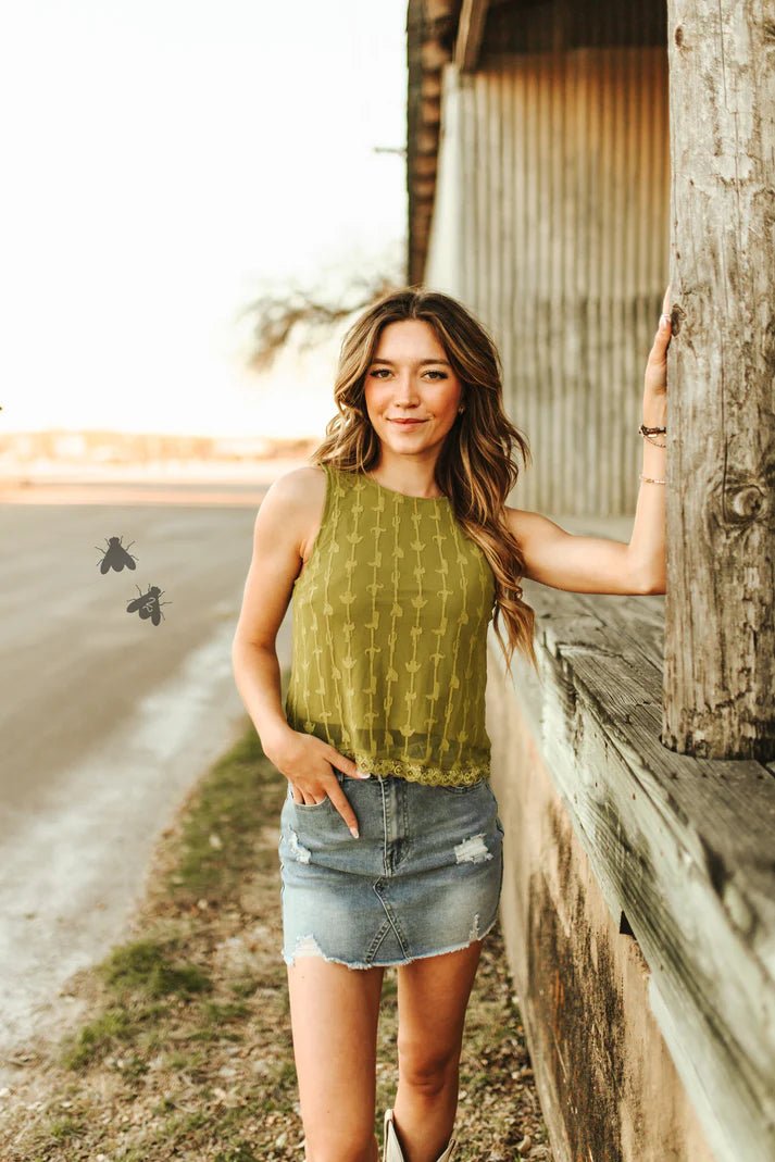 Olive Dolly Lace Tank TopS
