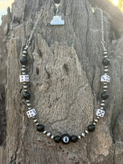 Onyx 8 Ball and Dice Beaded Chain Necklace