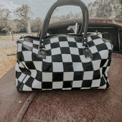 Outlaw Checkered Cowhide Duffel Bag - Black