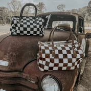 Outlaw Checkered Cowhide Duffel Bag - Brown